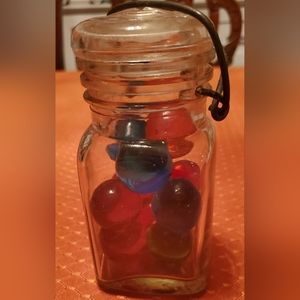 Vintage Glass Jar W/ 1" Glass Marbles